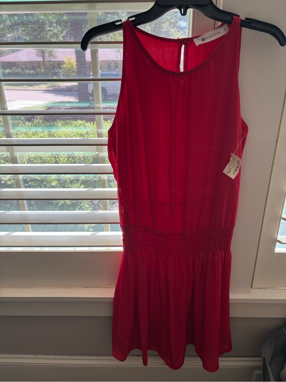 The Impeccable Pig Red Sleeveless Elastic-Waist Summer Dress
